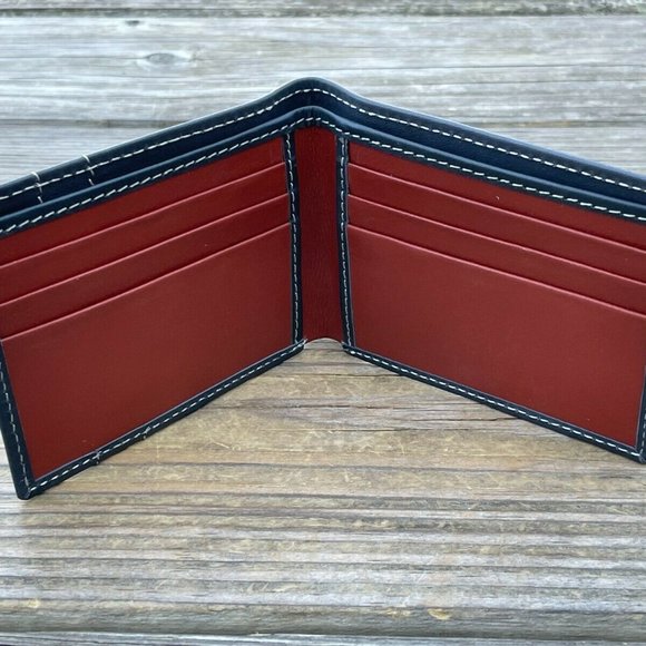 Handmade Wallet Genuine Leather Card Holder BlueBrown Bi Fold Purse Wallet - Picture 1 of 11